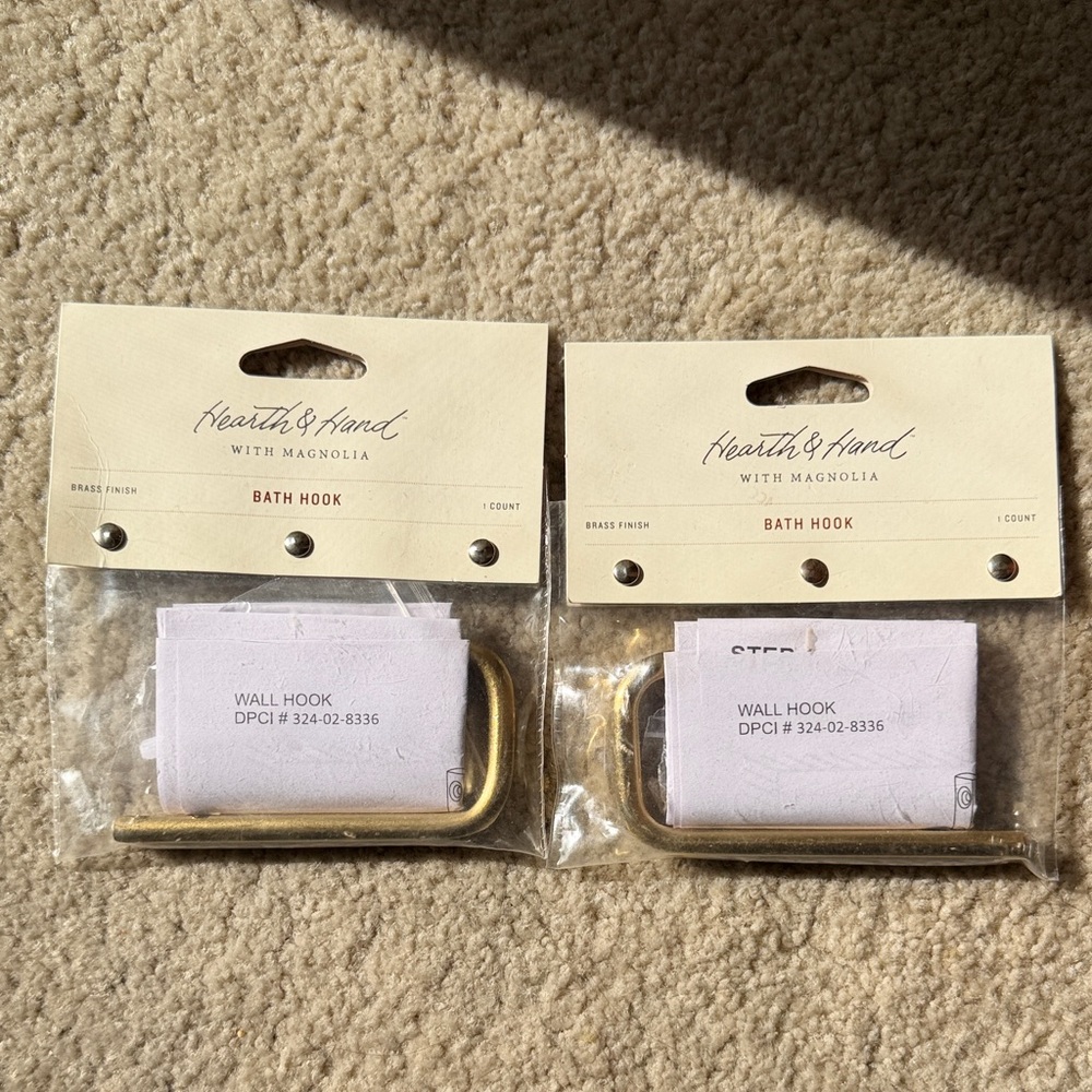 Pair of Hearth & Hand Brass Wall Hook Set